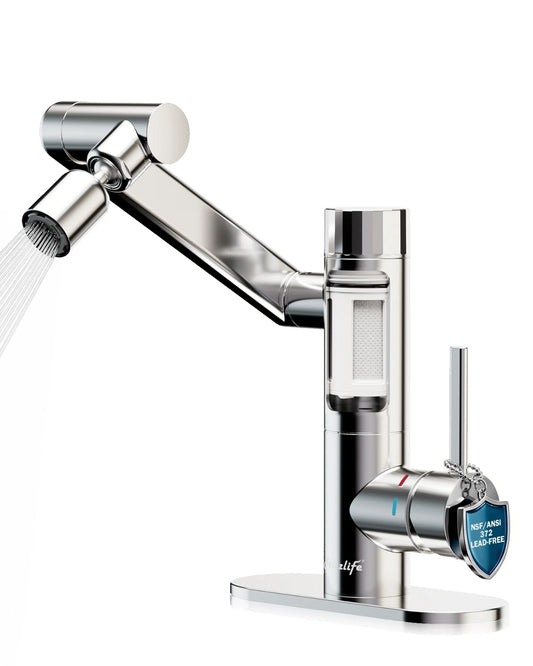[Pre-Ordena] Frizzlife MF1080-S – Grifo con Filtro de Agua para Baño y Cocina en Cromo Pulido, Giratorio 360°
