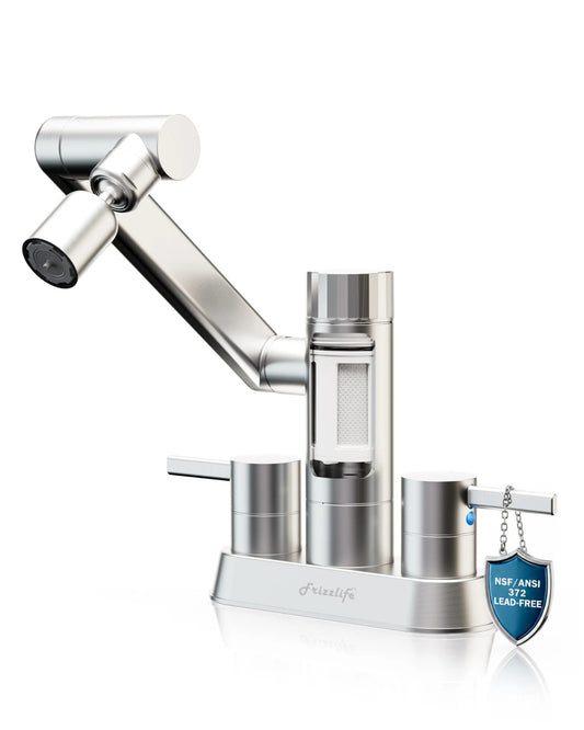 [Pre-Ordena] Frizzlife MF1080-D – Grifo con Filtro de Agua para Baño y Cocina de Níquel Cepillado, Giratorio 360°