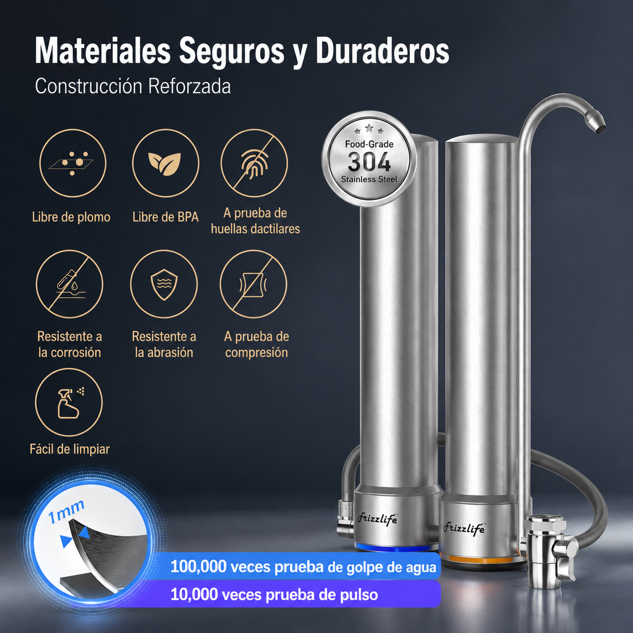 Frizzlife DS99 - Sistema De Filtro De Agua Para Encimera