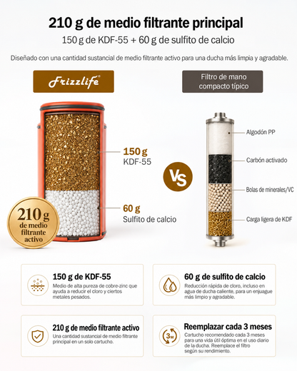[Pre-Ordena] Frizzlife Combo de Ducha con Doble Filtración – Cabezal de Lluvia y Ducha de Mano, Filtro KDF-55 y Sulfito de Calcio