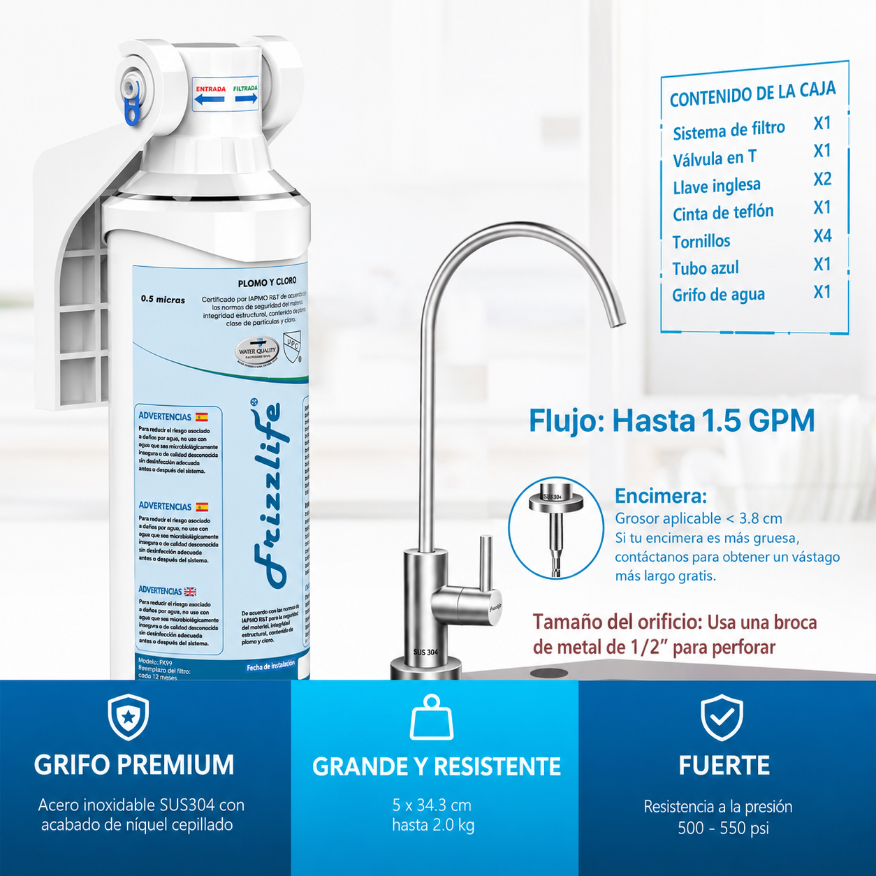 Frizzlife MP99 - Filtro De Agua Debajo Del Fregadero