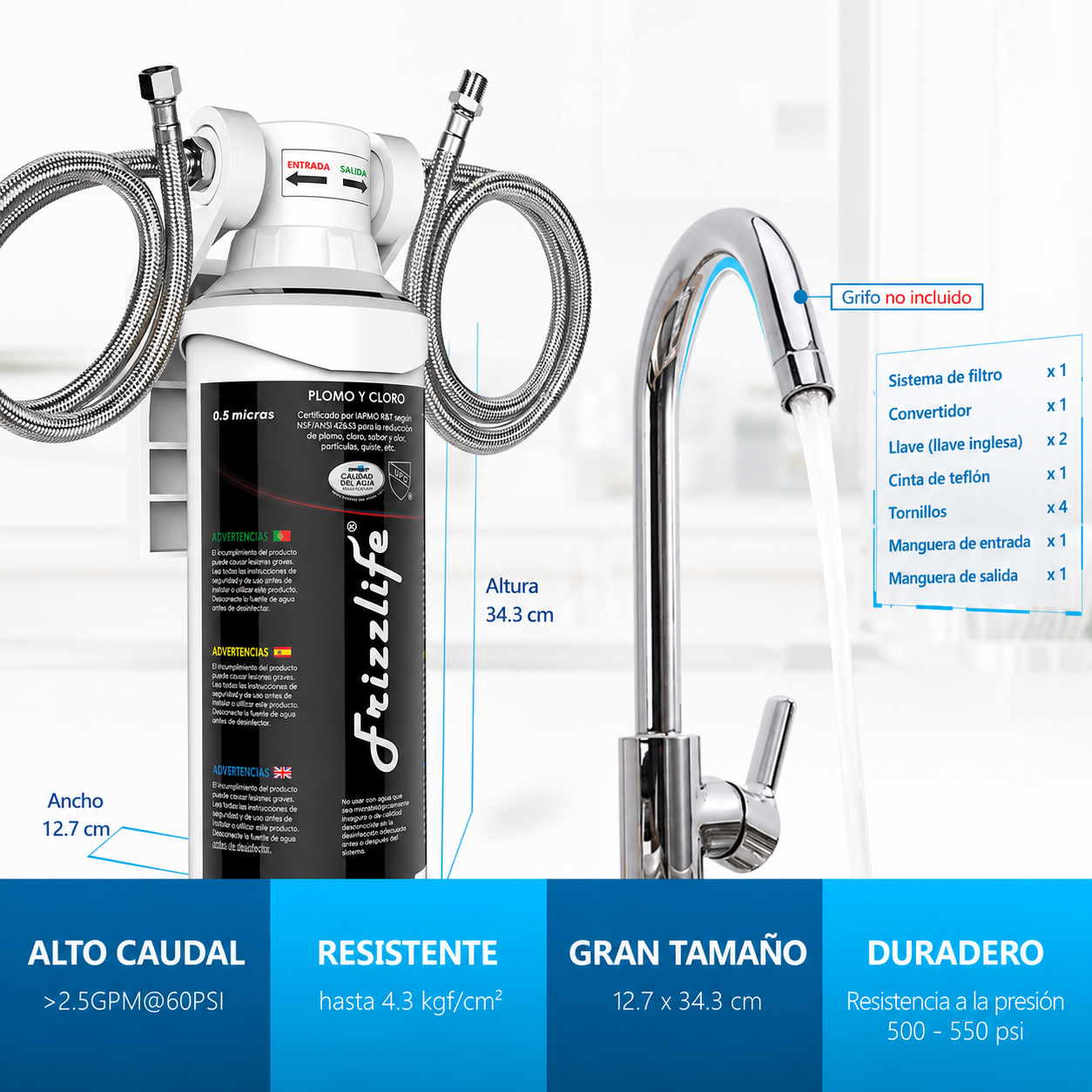Frizzlife MK99 - Filtro De Agua Debajo Del Fregadero