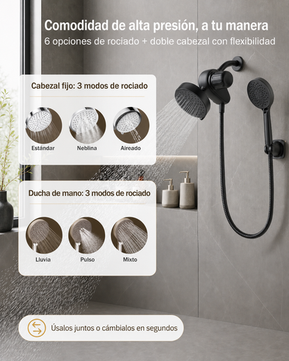 [Pre-Ordena] Frizzlife Combo de Ducha con Doble Filtración – Cabezal de Lluvia y Ducha de Mano, Filtro KDF-55 y Sulfito de Calcio