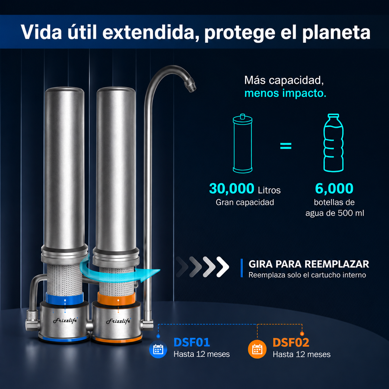 Frizzlife DS99 - Sistema De Filtro De Agua Para Encimera