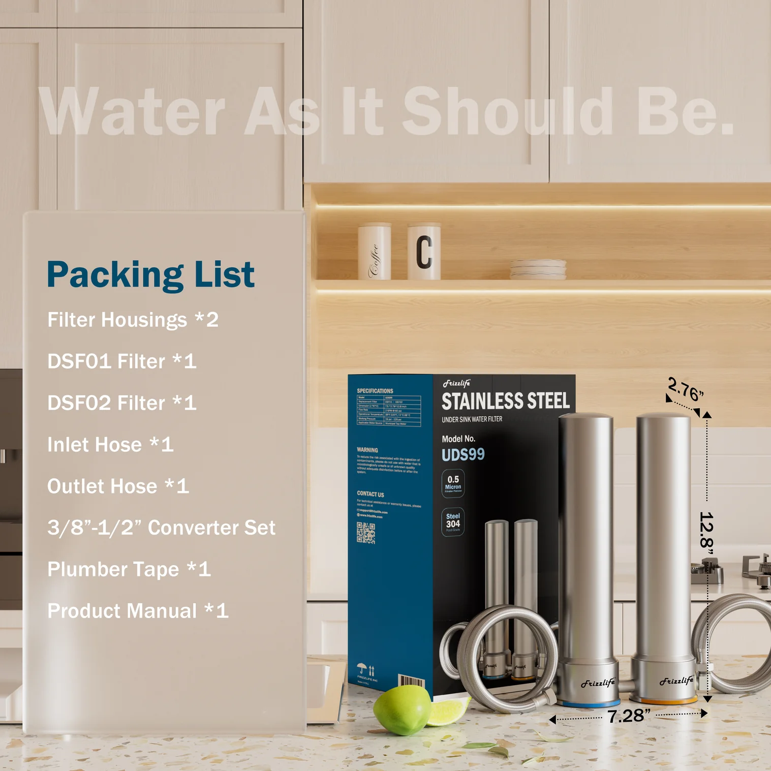 Purificador de Agua Frizzlife UDS99 – Filtro Bajo Lavadero de 8 Etapas