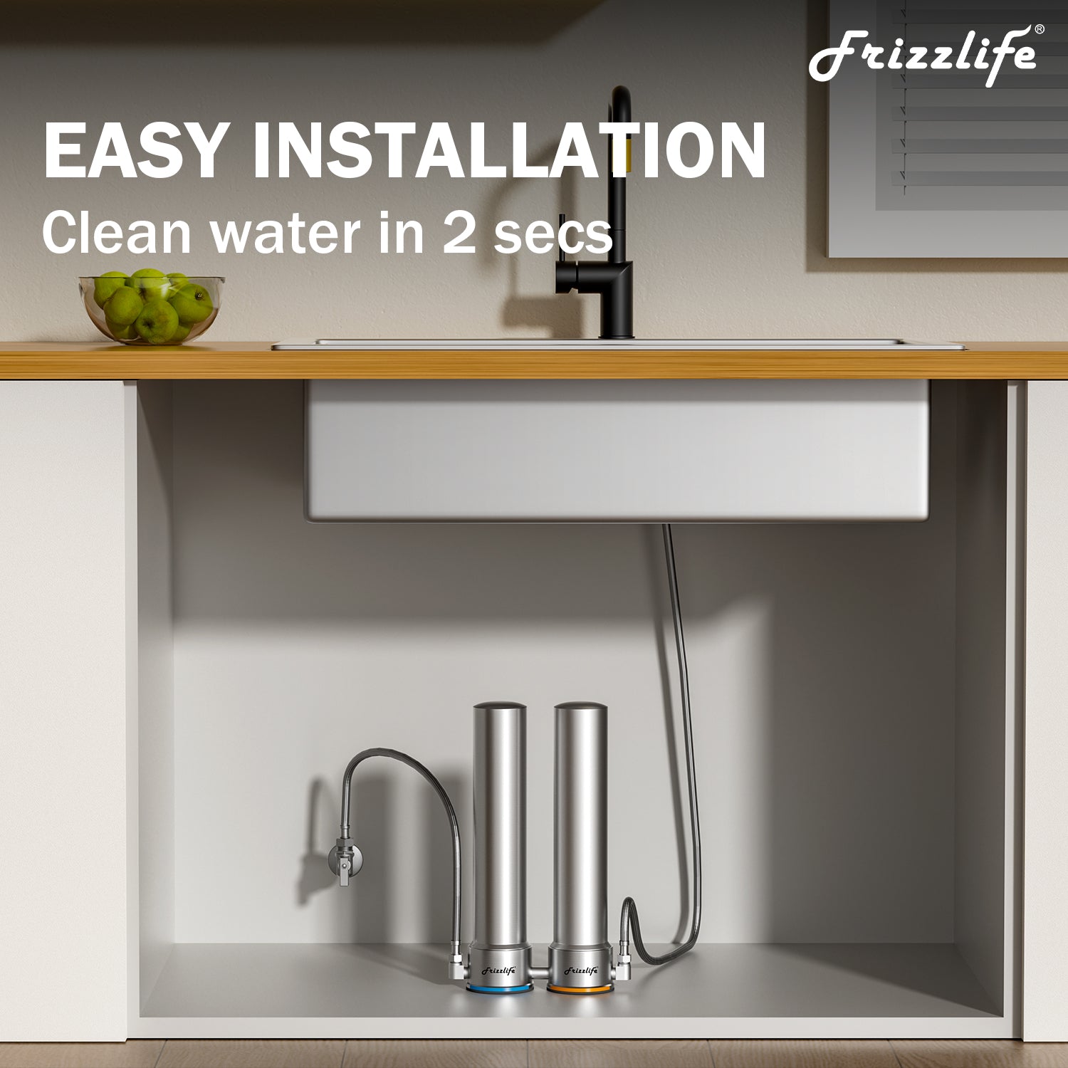 Purificador de Agua Frizzlife UDS99 – Filtro Bajo Lavadero de 8 Etapas